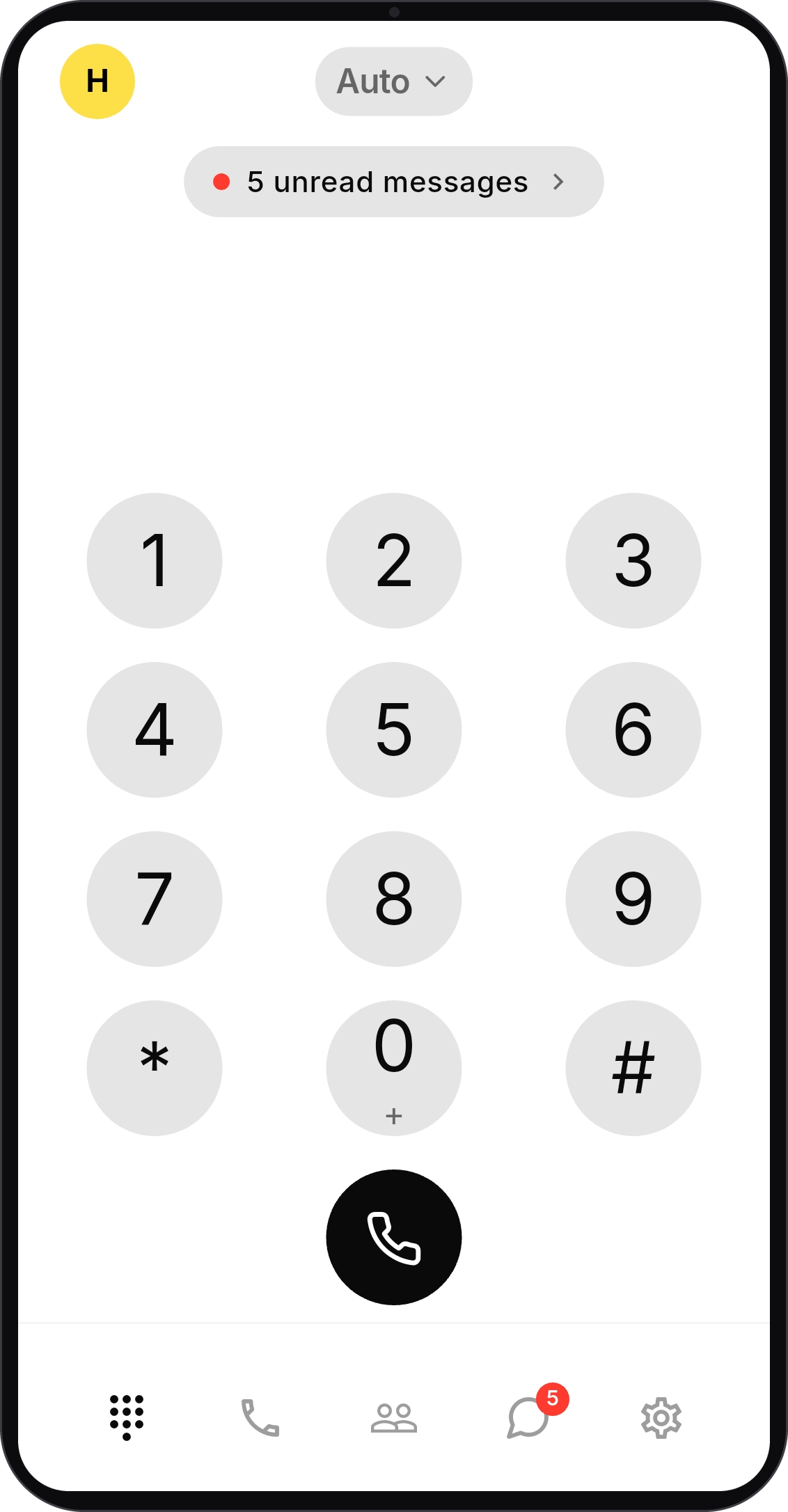 The Sonetel app dialer on a phone