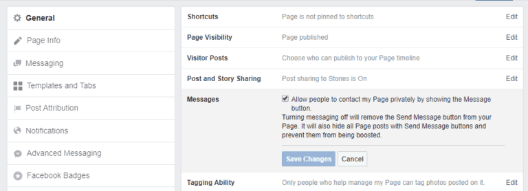 no settings on facebook messenger