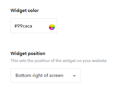 Chat widget configuration options