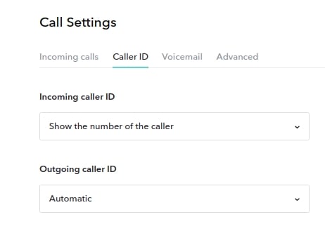 Caller ID settings